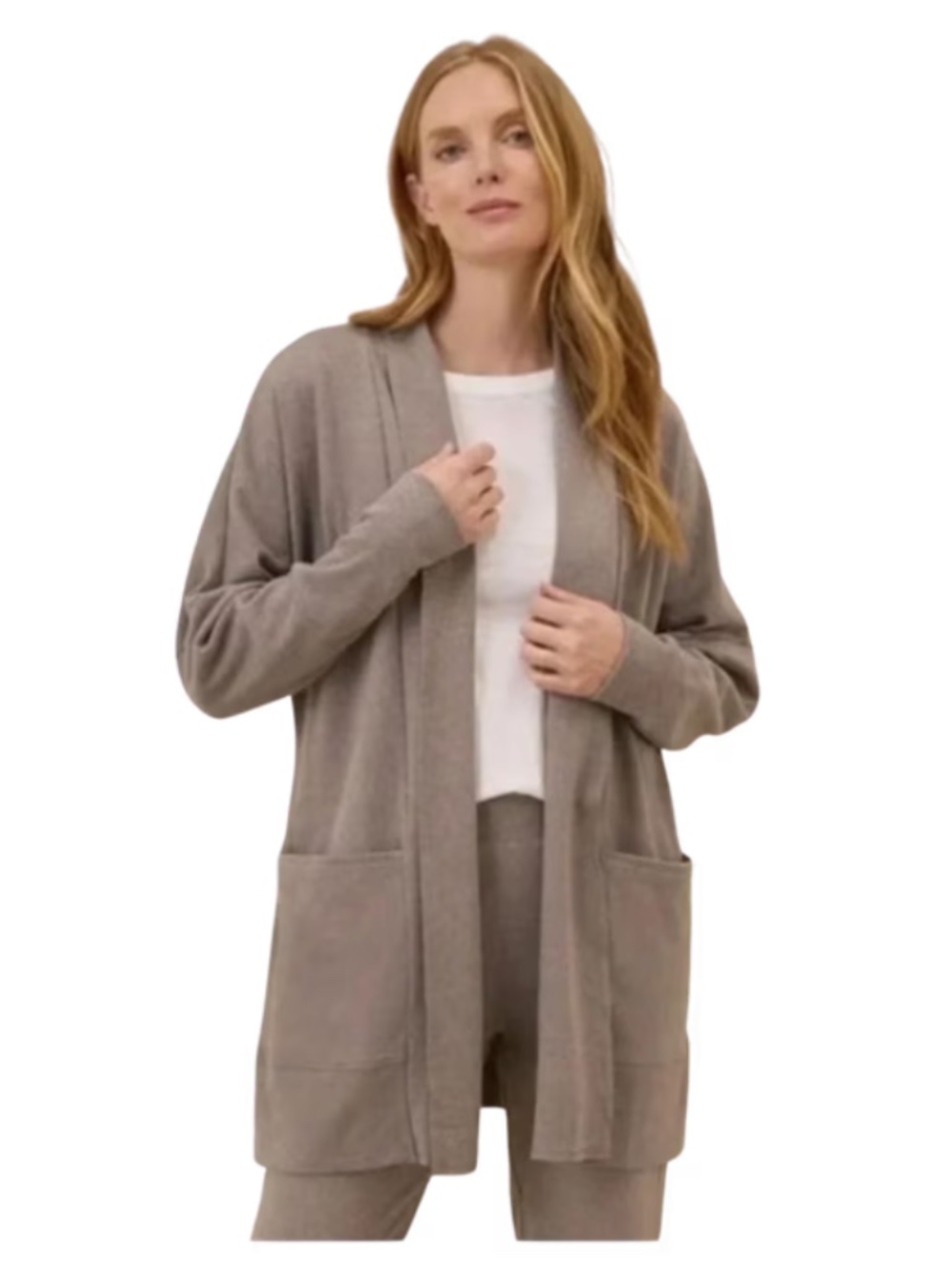 Pact 2 Piece Set Organic Cotton Airplane Wrap & pants  Deep Taupe  XLNT cond.